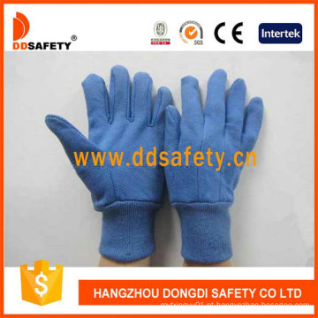 Luvas de trabalho de algodão azul com mini pontos no dedo da palma Dcd309